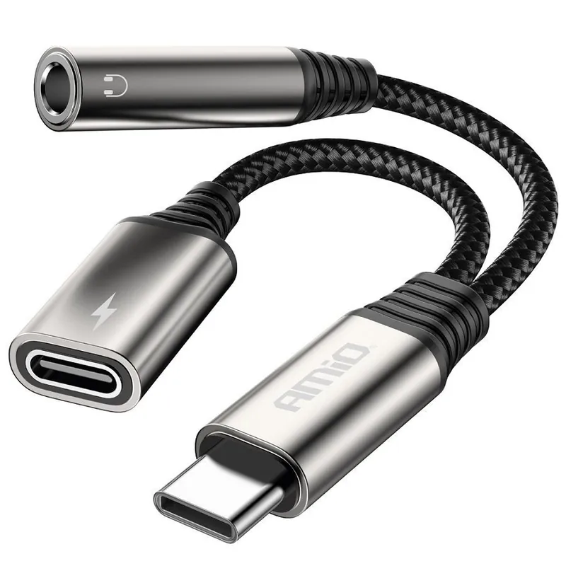 Adaptér USB-C na USB-C + mini Jack 3.5 mm, 10 cm AMIO Nejprodávanější