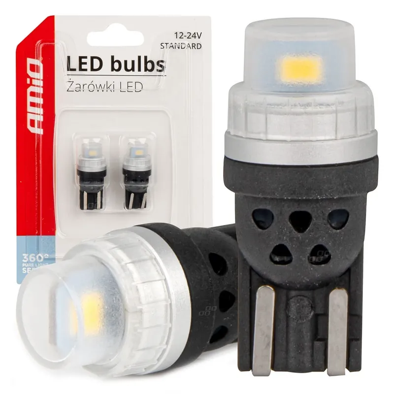 Top Prodej LED žárovky W5W T10 AMIO 2 SMD LED, bílé 6000K, 2 ks