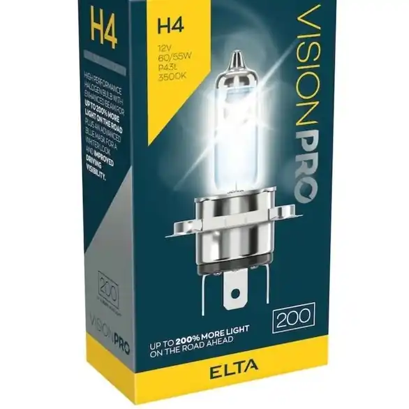 Hit Sezóny Žárovky H4 Elta VISION PRO 200 s 200% světla navíc (TWIN PACK 2 ks)