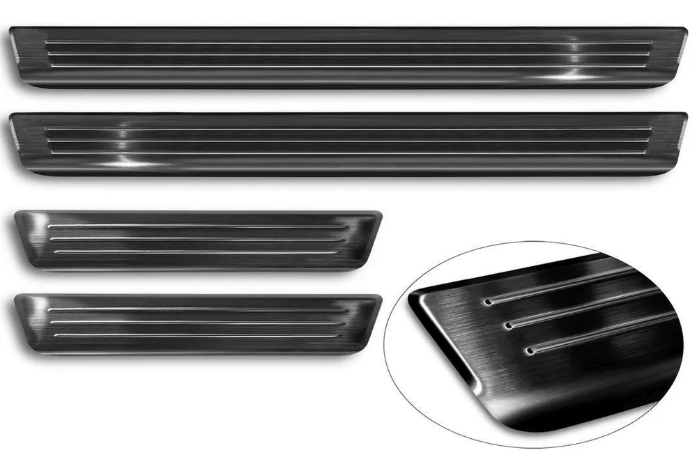 Prahové nerezové lišty Volkswagen Tiguan II Tiguan II Allspace (2016 - 2024) - černé AVISA Sezónní Sleva