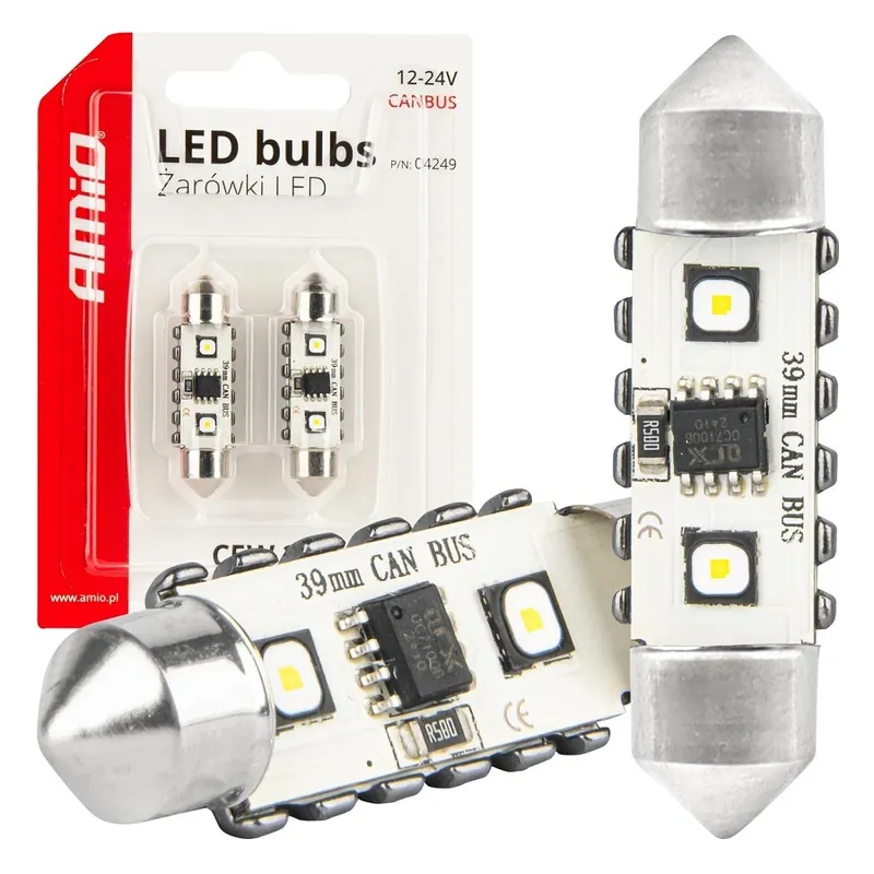 Nejprodávanější CAN-BUS LED sufitové žárovky 2 LED, 39 mm, bílé AMIO