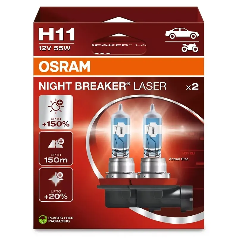 Žárovky H11 OSRAM Night Breaker Laser +150%, DUO BOX 2 ks Poslední Šance