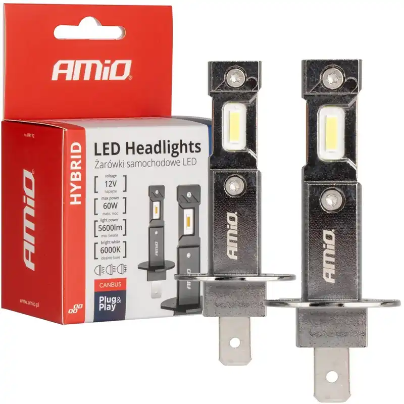 Akční Nabídka LED žárovky H1 AMIO HYBRID Series CAN-BUS, bílé 6000K 5600 LM, 2 ks