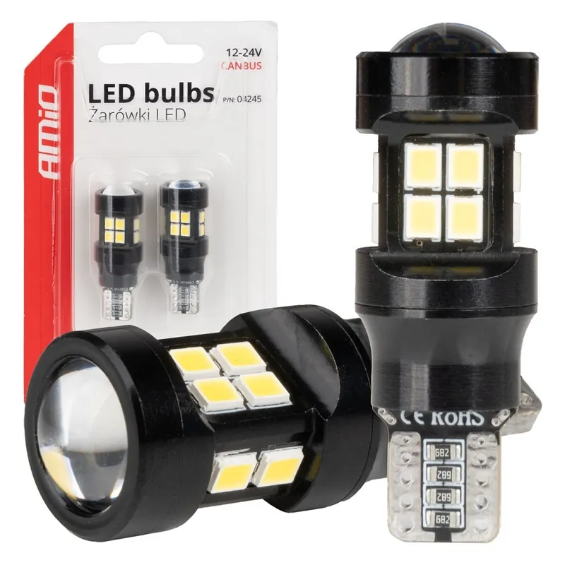 Nejlepší Volba LED žárovky W16W T15 AMIO CAN-BUS 15 SMD LED, bílé 5500K, 2 ks