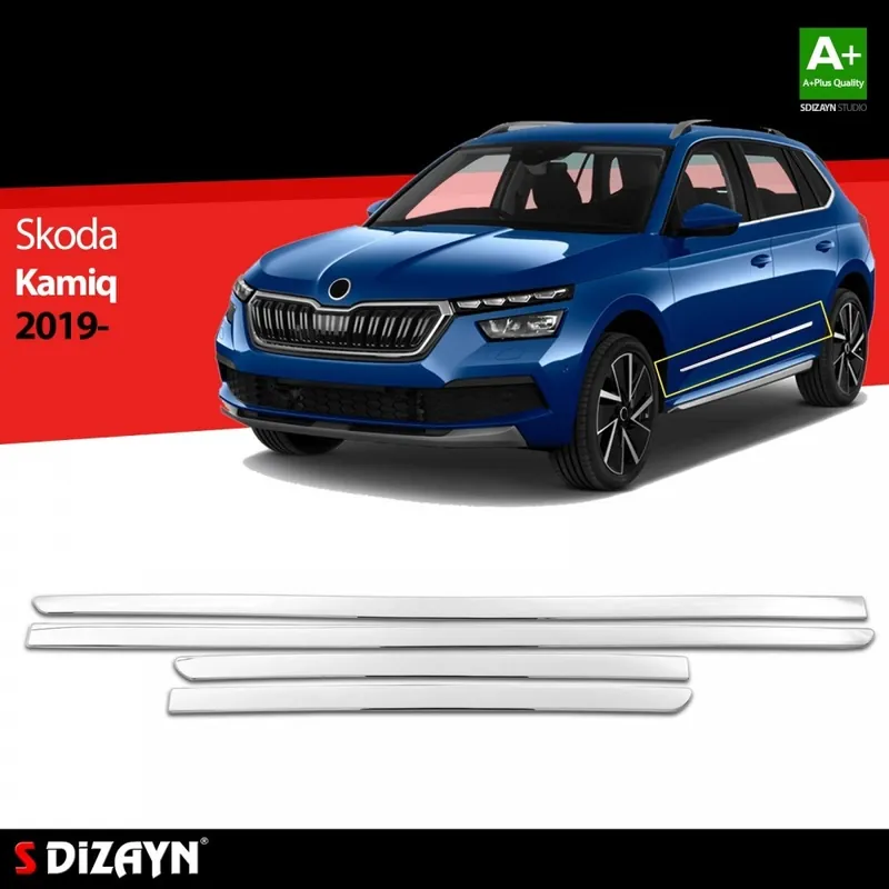 Boční nerezové ochranné lišty Škoda Kamiq (od roku 2019>) - S DiZAYN Super Cena