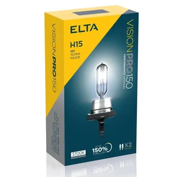 Žárovky H15 Elta VISION PRO 150 se 150% světla navíc (TWIN PACK 2 ks) Novinka