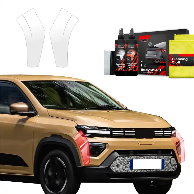 Ochranné fólie předního nárazníku Dacia Spring Facelift (od roku 2024>) GRIZZ Protector, 2 ks Poslední Šance
