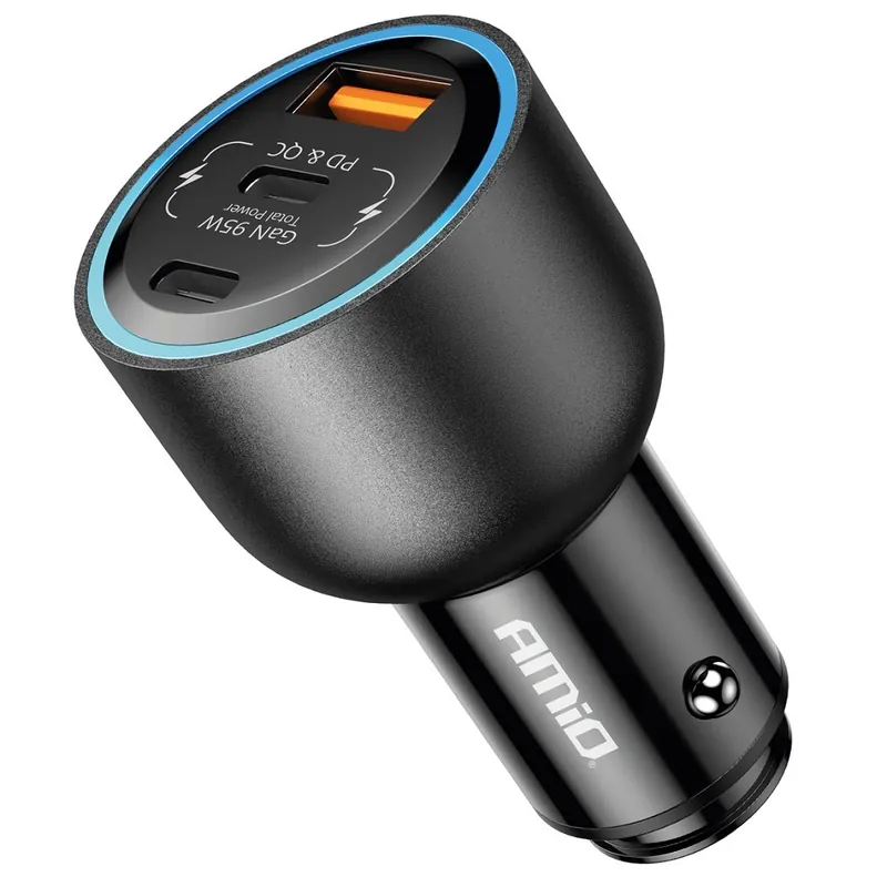 USB nabíječka do auta AMIO 12/24V 2x USB-C + USB-A 95W s čipy GaN Kup Teď