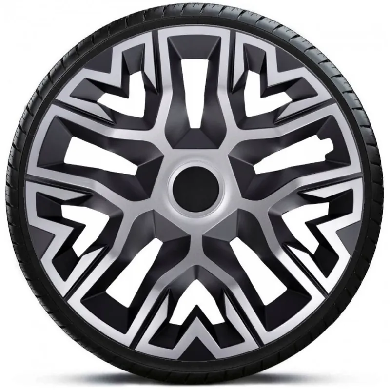 Poklice na kola - kryty kol THE BEST BICOLOR silver/black 16" - sada 4 ks - NRM Nejlepší Cena
