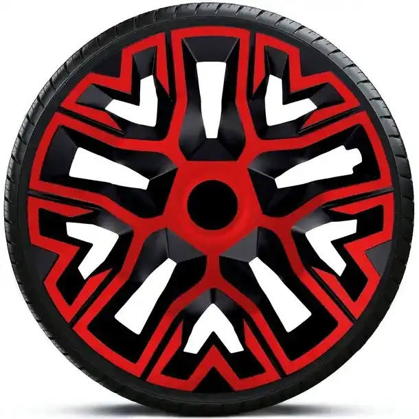 Poklice na kola - kryty kol THE BEST BICOLOR red/black 15" - sada 4 ks - NRM Vysoce Kvalitní