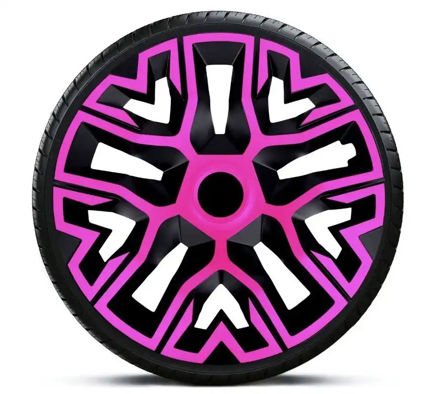 Sezónní Sleva Poklice na kola - kryty kol THE BEST BICOLOR pink/black 15" - sada 4 ks - NRM