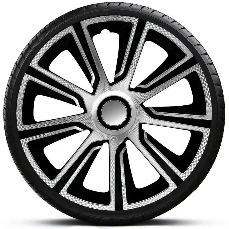 Poklice na kola - kryty kol VERON carbon silver black 14" - sada 4 ks - J-TEC Vrácení Zdarma