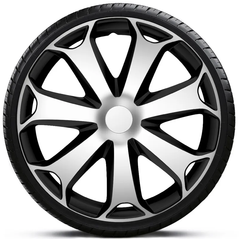 Poklice na kola - kryty kol MEGA silver black 13" - sada 4 ks - Argo Finální Výprodej