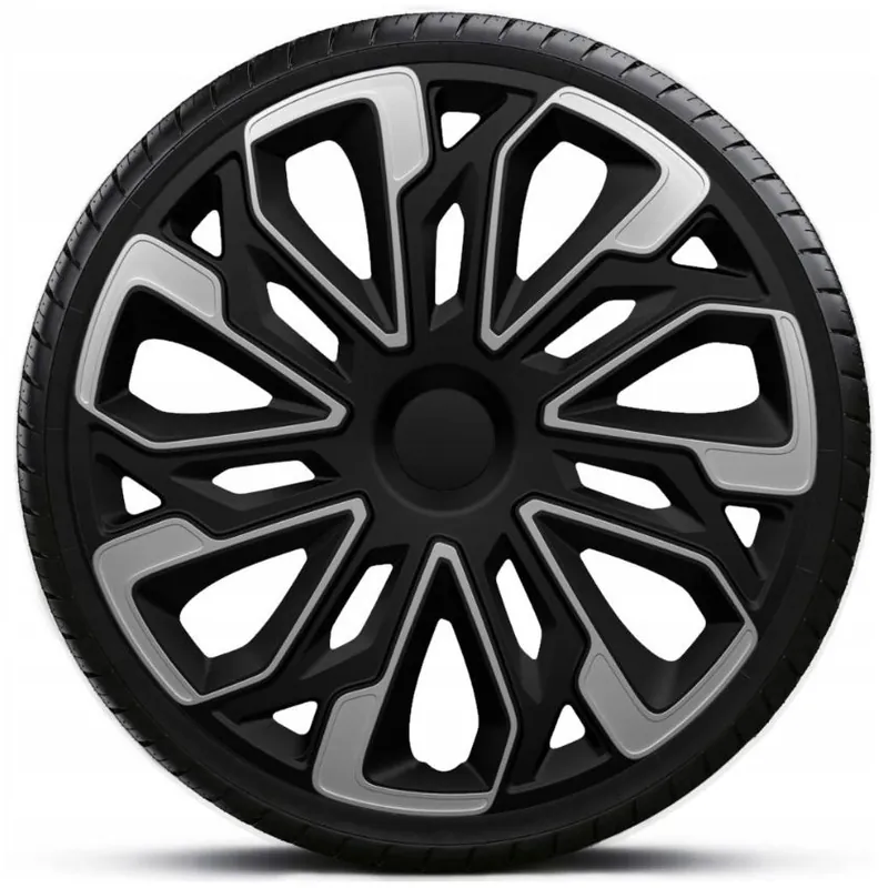 Hit Sezóny Poklice na kola - kryty kol ESTORIL silver black 13" - sada 4 ks - 4 Racing