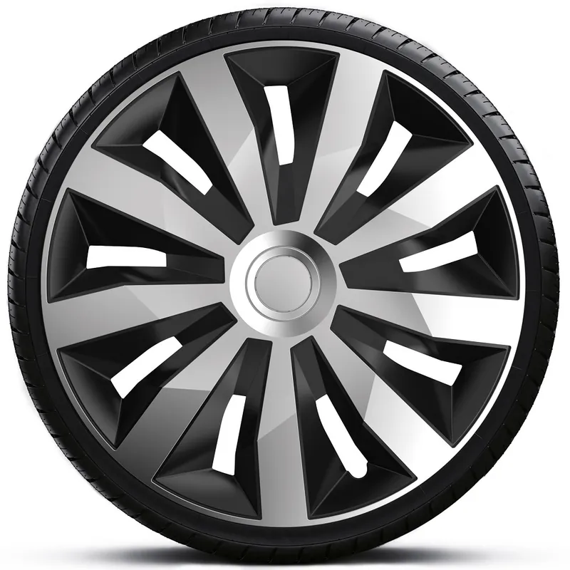 Značkový Poklice na kola - kryty kol PENTA silver black 14" - sada 4 ks - 4 Racing