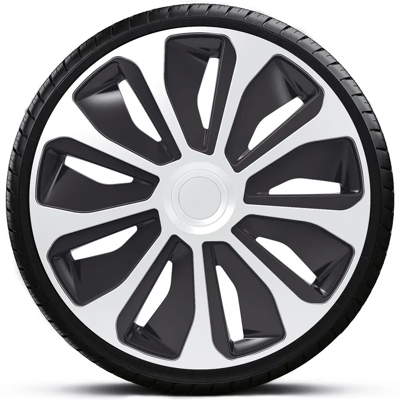 Poklice na kola - kryty kol PLATIN silver black 15" - sada 4 ks - 4 Racing Nová Kolekce