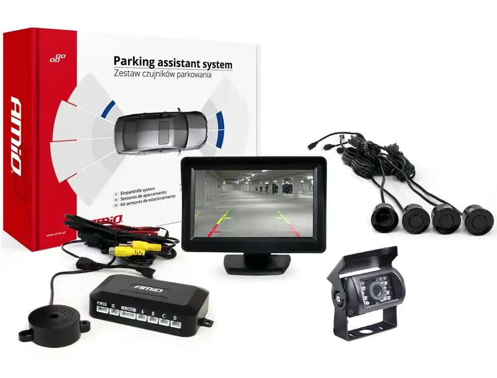 Parkovací senzory s kamerou AMIO HD-501-IR a TFT displejem 4.3" Vrácení Zdarma