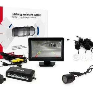 Vrácení Zdarma Parkovací senzory s kamerou AMIO HD-301-IR a TFT displejem 4.3", bílé
