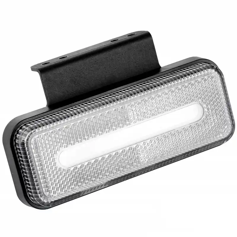 Levný Obrysové poziční LED světlo AMIO, bílé, v plastovém pouzdře, 124x49 mm, hranaté