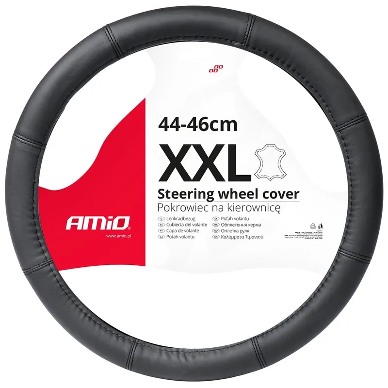 Kožený potah na volant XXL 44 - 46 cm, černý AMIO Novinka