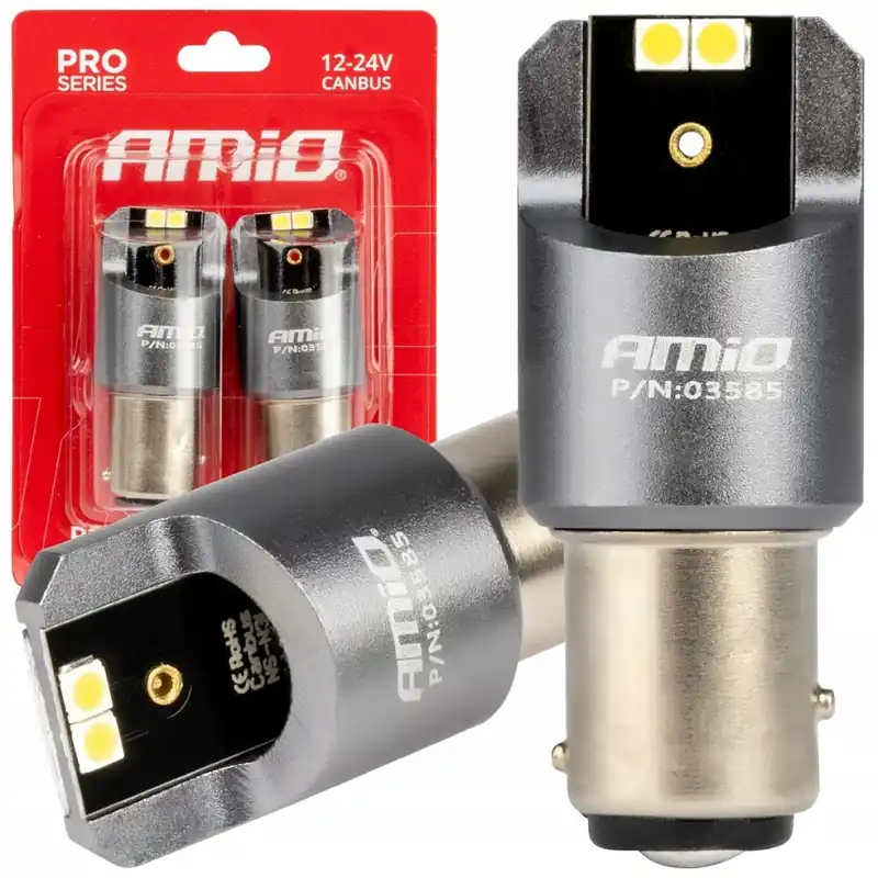 Tovární Cena CAN-BUS LED žárovky BAY15D P21/5W, 4 SMD LED 3030, bílé, 2 ks AMIO