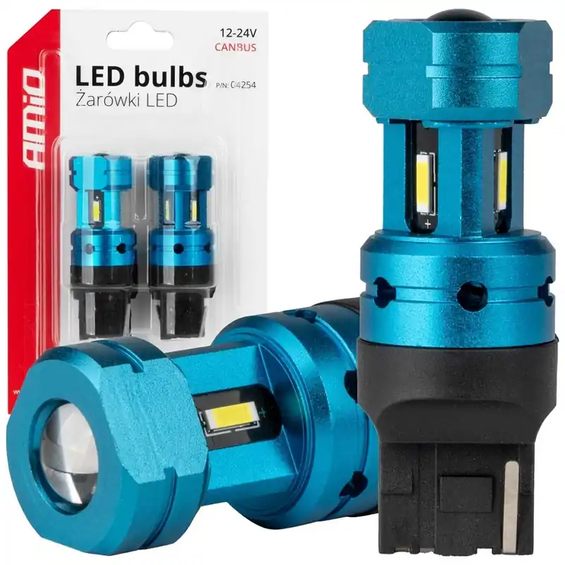 Nejlepší Volba CAN-BUS žárovky T20 W21W (7440) 4 SMD LED bílé 5500K, AMIO, 2 ks