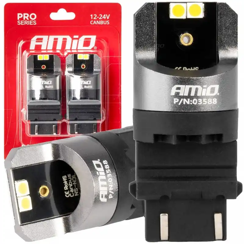 CAN-BUS LED žárovky P27/7W W2,5x16q, 4 SMD LED, bílé, 2 ks AMIO Nejlepší Volba