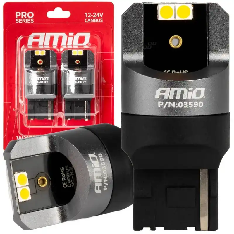 Hit Sezóny CAN-BUS žárovky T20 WY21W (7440) 4 SMD LED oranžové, AMIO, 2 ks