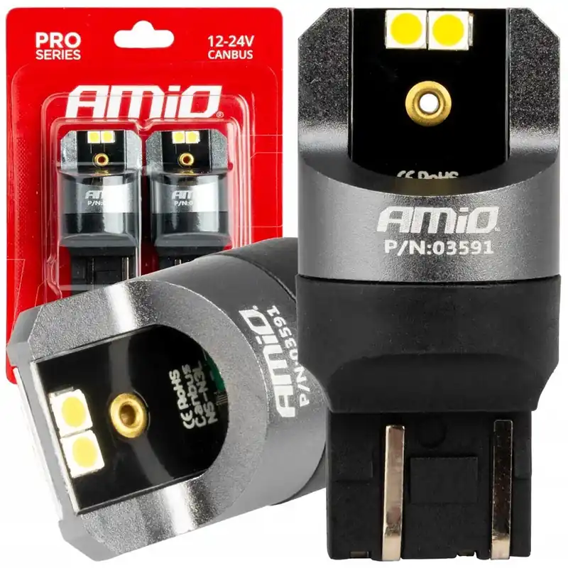 CAN-BUS žárovky T20 W21/5W (7443) 4 SMD LED bílé 6000K, AMIO, 2 ks Kup Teď