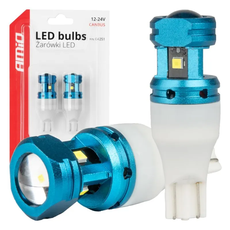 LED žárovky W16W T15 AMIO CAN-BUS 4 CSP LED, bílé 6000K, 2 ks Nejlepší Cena