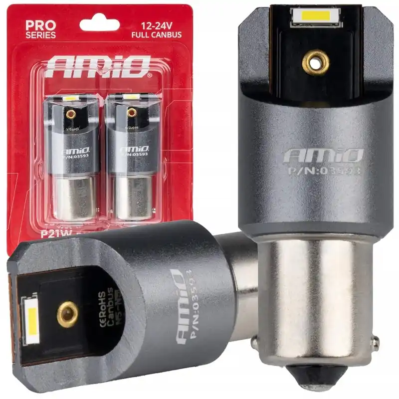 CAN-BUS LED žárovky BA15S P21W, 2 SMD LED 1860, bílé, 2 ks AMIO Sleva