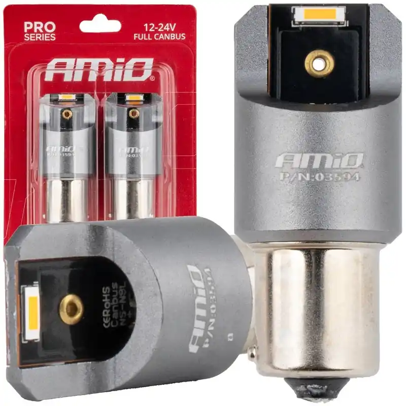 Bezpečná Platba CAN-BUS LED žárovky BAU15S PY21W, 2 SMD LED 1860, oranžové, 2 ks AMIO