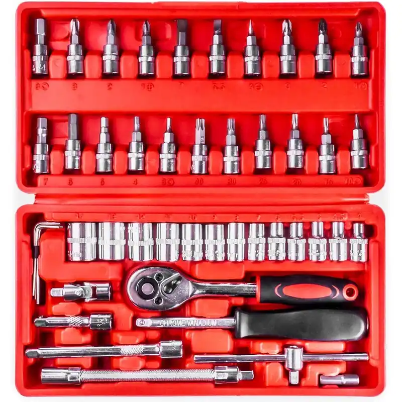 Gola sada AMIO 1/4", 46 dílů, CR-V ocel, ráčna 1/4", bity TORX, HEX, pozidriv, nástavce, imbusy Expresní Doručení