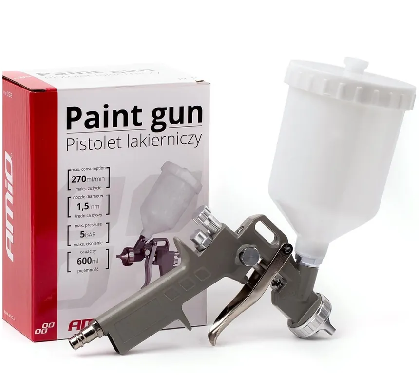 Stříkací pistole AMIO s nádobkou 600 ml, tryska 1.5 mm Nová Kolekce