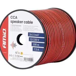Levný Dvoužilový reproduktorový kabel AMIO 2x1.5 mm² (100 m)