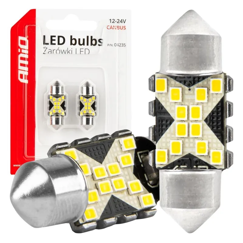 Výprodej CAN-BUS LED sufitové žárovky 12 LED, 31 mm, bílé AMIO