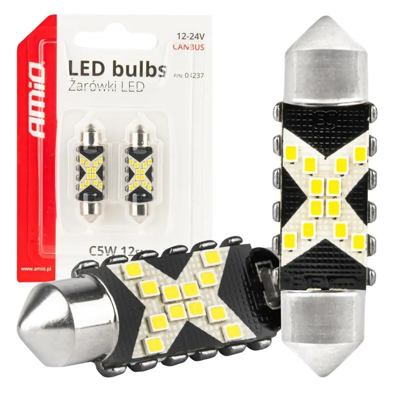 CAN-BUS LED sufitové žárovky 12 LED, 39 mm, bílé AMIO Autentický