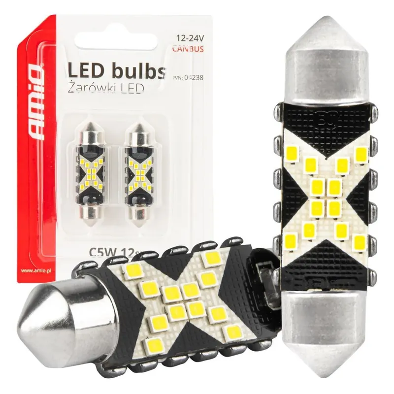 Sezónní Sleva CAN-BUS LED sufitové žárovky 12 LED, 41 mm, bílé AMIO