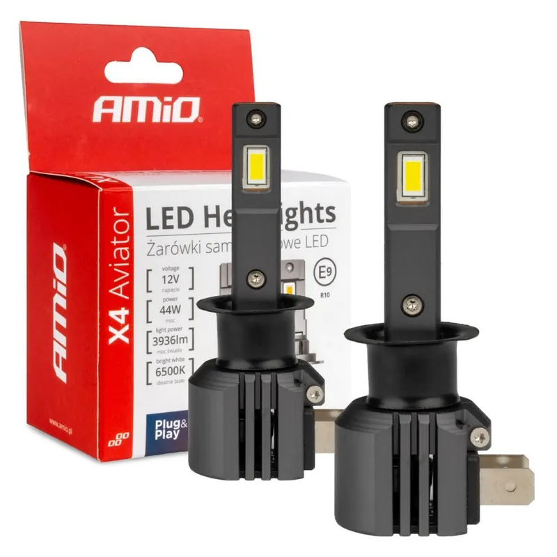 LED žárovky H1 AMIO LED X4 Aviator Series, bílé 6500K 3936 LM, 2 ks Aktuální