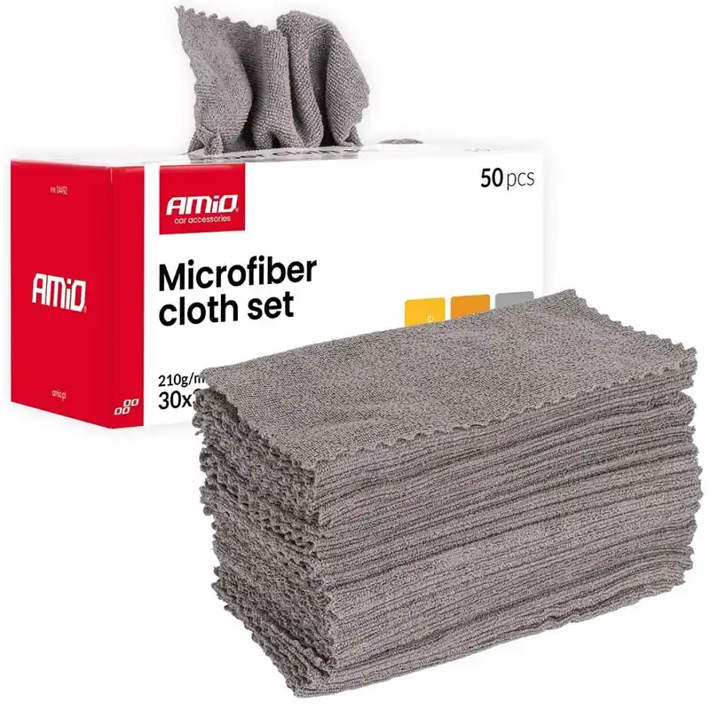 Nakupujte Hned Sada 50 ks mikrovláknových utěrek AMIO 30x30 cm 210 g/m², na interiér a exteriér