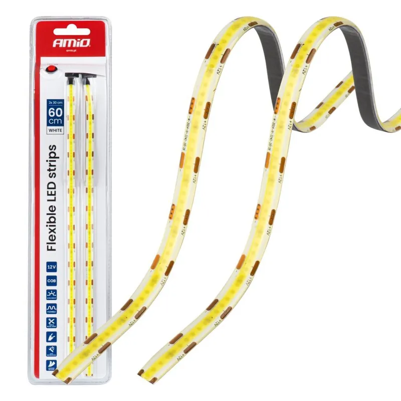 Rychlé Dodání LED interiérové osvětlení AMIO 2×30 cm, COB bílé, 12V
