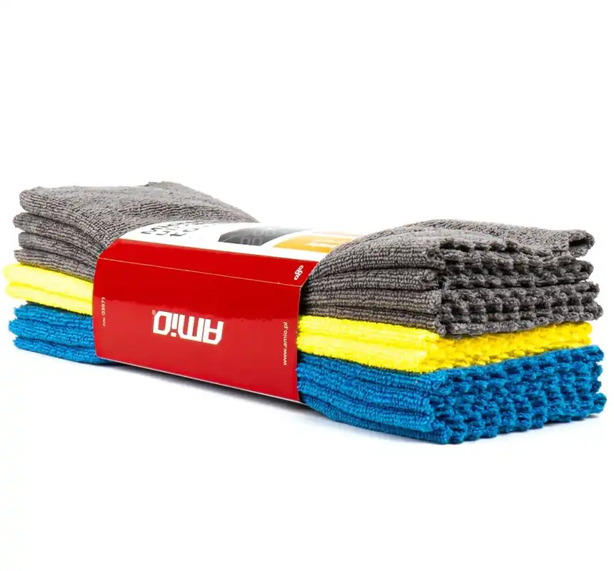 Dokud Zásoby Vydrží Sada 12 ks mikrovláknových utěrek AMIO 35x35 cm 250 g/m², na interiér a exteriér