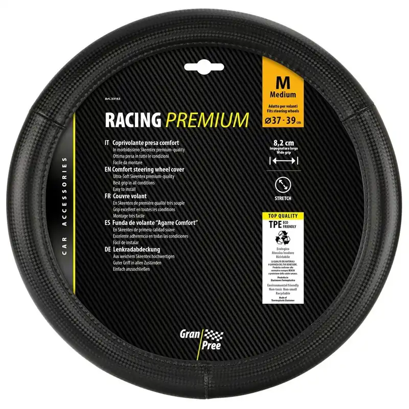 Zlevněný Potah volantu 37-39 cm LAMPA Racing Premium, černý Skeentex