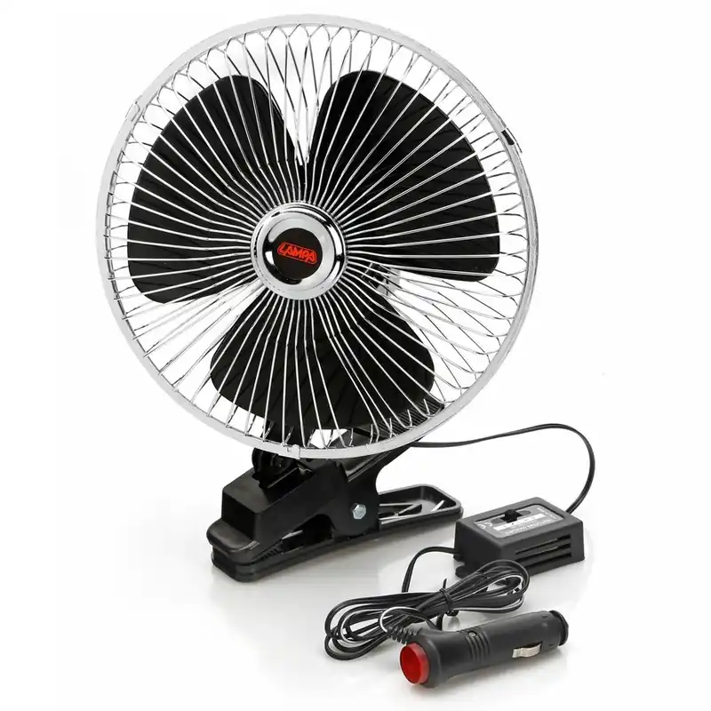 Vrácení Zdarma Ventilátor do auta 24V LAMPA CHROME FAN 8", kovový s klipsovým úchytem