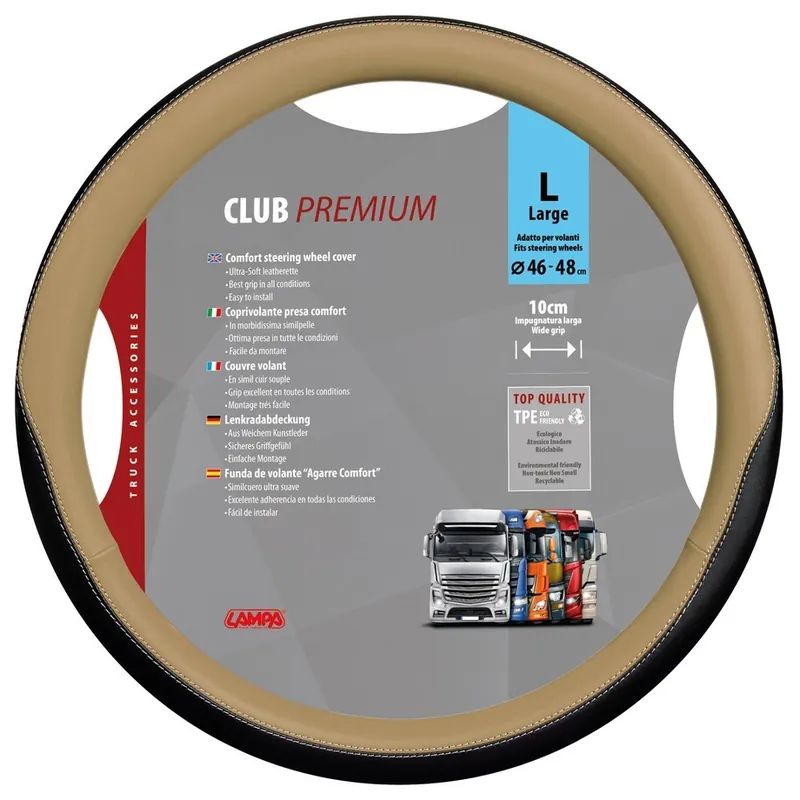 Zlevněný Potah volantu 46 - 48 cm LAMPA CLUB PREMIUM L, béžový Skeentex