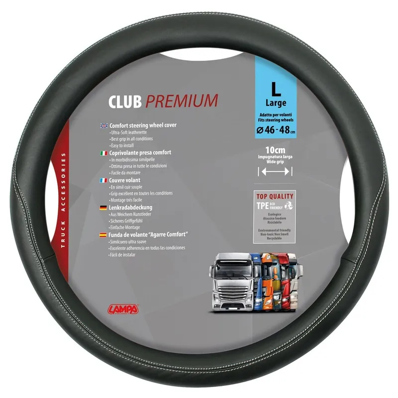 Poslední Šance Potah volantu 46 - 48 cm LAMPA CLUB PREMIUM L, černý Skeentex