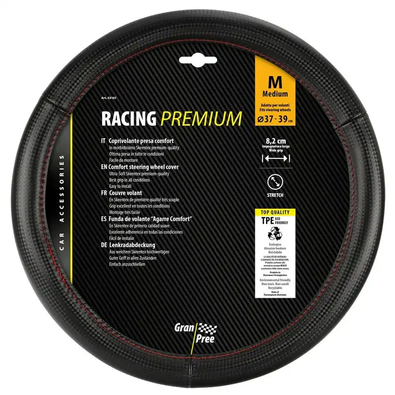 Odeslání Ihned Potah volantu 37-39 cm LAMPA Racing Premium, černý Skeentex
