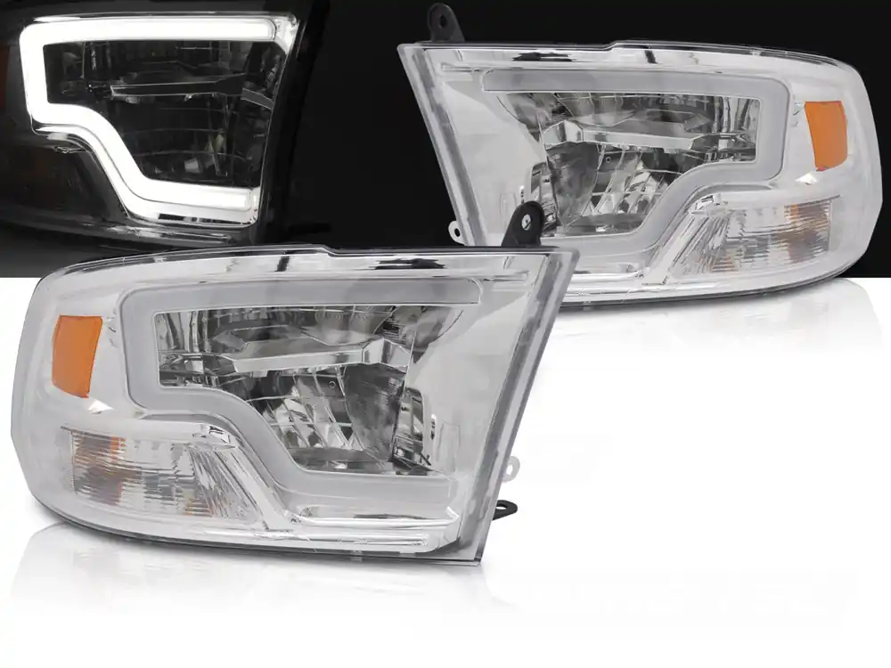 DODGE RAM 2009-2018 - přední černá světla TUBE CHROMOVÁ Finální Výprodej