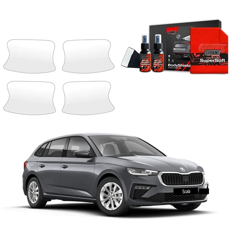 Ochranné fólie pod kliky Škoda Scala (od roku 2023>) GRIZZ Protector, 4 ks Horká Nabídka