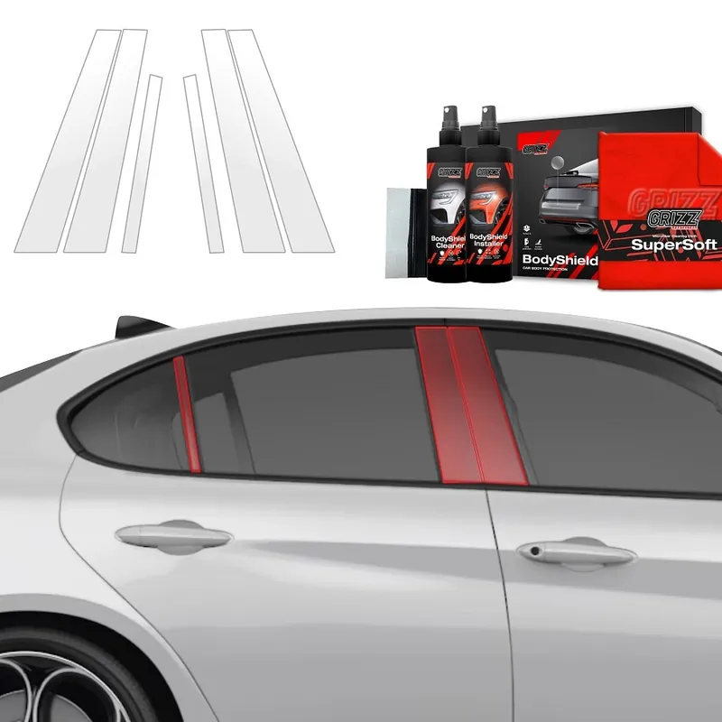 Ochranné fólie na sloupky Alfa Romeo Giulia Facelift (od roku 2023>) GRIZZ Protector, 6 ks Tovární Cena